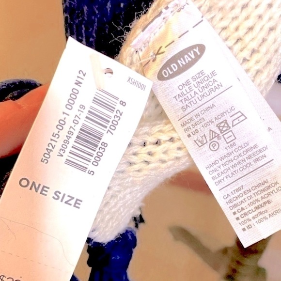 NWT Old Navy Warm Knit Fair Isle Scarf || 80” Long || Ivory w/ Pink Blue Green - Picture 14 of 14